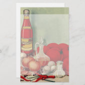 ヴィンテージのイタリアンな食糧トマトのタマネギのコショウのケチャップ 便箋 (正面/裏面)