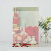 ヴィンテージのイタリアンな食糧トマトのタマネギのコショウのケチャップ 便箋 (スタンド正面)