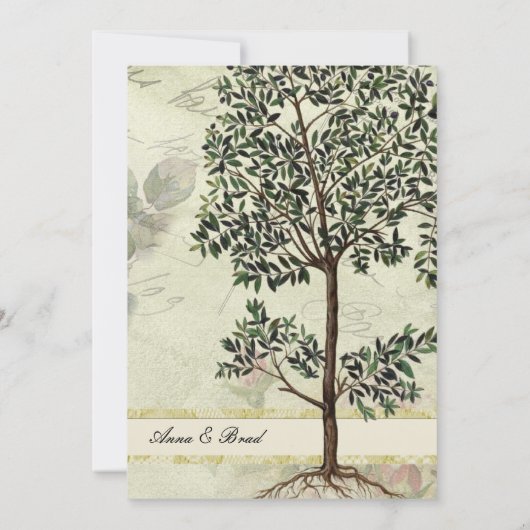 ヴィンテージのイタリア人のミルテの木の結婚式招待状 招待状 (裏面)