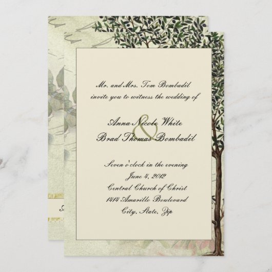ヴィンテージのイタリア人のミルテの木の結婚式招待状 招待状 (正面/裏面)