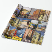 ヴィンテージのイタリア旅行ポスターコラージュのギフト用包装紙 ラッピングペーパー (アンロールド)