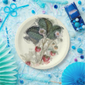 ヴィンテージのイチゴと花 ペーパープレート (パーティー)