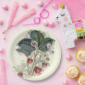 ヴィンテージのイチゴと花 ペーパープレート (パーティー)