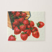 ヴィンテージのイチゴのバスケット、食品、果物、ベリー ジグソーパズル (横)