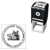 ヴィンテージのイノシシの頭のイラスト 黒白 セルフインキングスタンプ (インサイチュ)