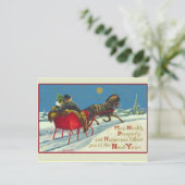 ヴィンテージのイラストレーションの新年カード シーズンポストカード (スタンド正面)