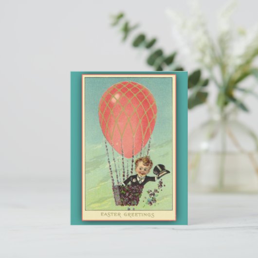 ヴィンテージのイラストレーションを含むイースター挨拶状 シーズンポストカード (スタンド正面)