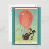 ヴィンテージのイラストレーションを含むイースター挨拶状 シーズンポストカード (正面/裏面)