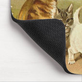 ヴィンテージのイラストレーションを遊んでいる猫 マウスパッド (コーナー)