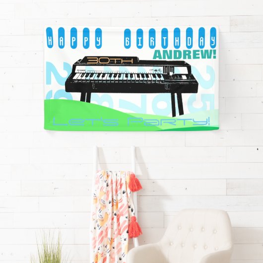 ヴィンテージのイラストレーション器官の第30誕生日の旗 横断幕 (インサイチュ)