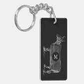 ヴィンテージのイラストレーション牛モノグラム2はKeychain味方しました キーホルダー (正面左)