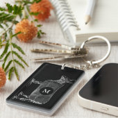 ヴィンテージのイラストレーション牛モノグラム2はKeychain味方しました キーホルダー (正面右)