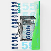 ヴィンテージのイラストレーションTVの第60誕生日の旗 横断幕 (縦)