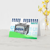 ヴィンテージのイラストレーションTV第60の誕生日挨拶C カード (黄色い花)