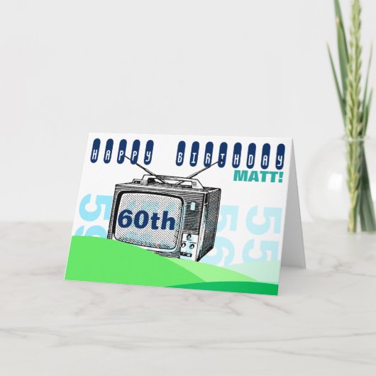 ヴィンテージのイラストレーションTV第60の誕生日挨拶C カード (正面)