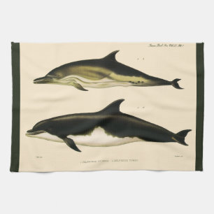 ヴィンテージのイルカ, 海獣 動物 キッチンタオル