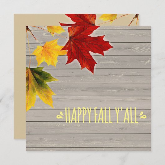ヴィンテージのイロハカエデの葉 - ハッピー・フォール・ヨール シーズンカード (正面/裏面)