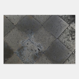 ヴィンテージのインスパイアHarlequin Metallic Grayテクスチャ ラッピングペーパーシート