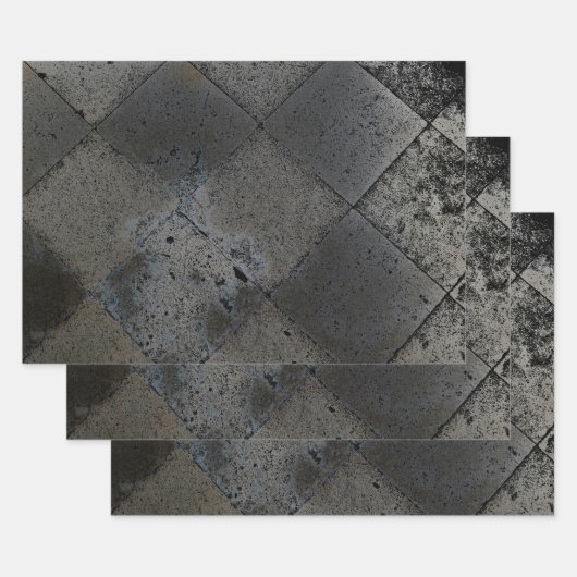ヴィンテージのインスパイアHarlequin Metallic Grayテクスチャ ラッピングペーパーシート (セット)