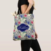 ヴィンテージのインドのスタイルのトラパターン|はあなたの名前を加えます トートバッグ (クローズアップ)