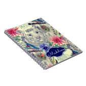 ヴィンテージのインドのスタイルのトラパターン|はあなたの名前を加えます ノートブック (右側)