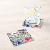 ヴィンテージのインドのスタイルのトラパターン スクエアペーパーコースター (インサイチュ)