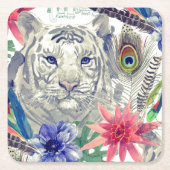 ヴィンテージのインドのスタイルのトラパターン スクエアペーパーコースター (正面)