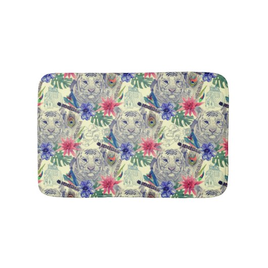 ヴィンテージのインドのスタイルのトラパターン バスマット (正面)