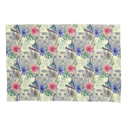 ヴィンテージのインドのスタイルのトラパターン 枕カバー (正面左)