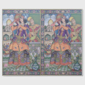 ヴィンテージのインドの女性のプリントの包装紙 ラッピングペーパー (フラット)