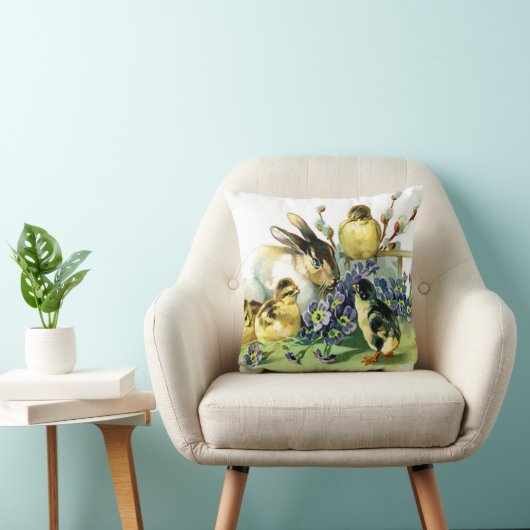 ヴィンテージのイースターのウサギおよびひよこ クッション (椅子)