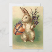ヴィンテージのイースターのウサギのイースターエッグの花 シーズンカード (正面)