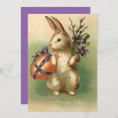ヴィンテージのイースターのウサギのイースターエッグの花 シーズンカード (正面/裏面)