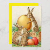 ヴィンテージのイースターのウサギのイースターエッグ シーズンカード (正面/裏面)