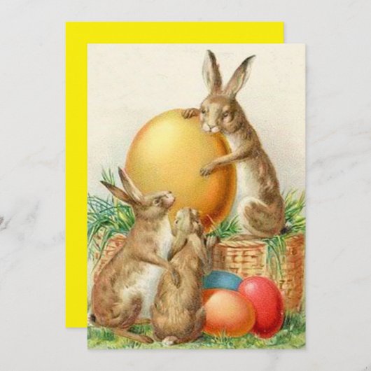 ヴィンテージのイースターのウサギのイースターエッグ シーズンカード (正面/裏面)