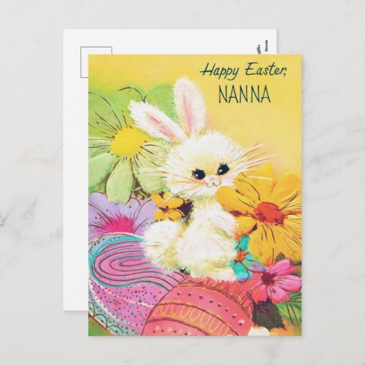 ヴィンテージのイースターのウサギのナナのレトロの郵便はがき シーズンポストカード (正面/裏面)