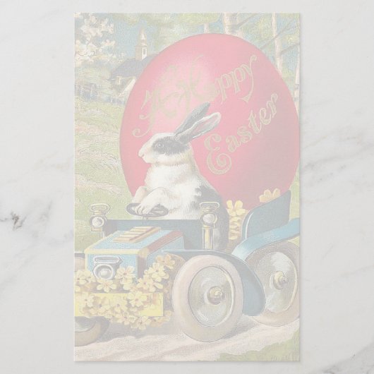 ヴィンテージのイースターのウサギの文房具 便箋 (正面)