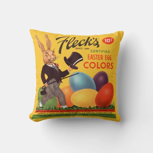 ヴィンテージのイースターのウサギの着色の染料 クッション (正面)