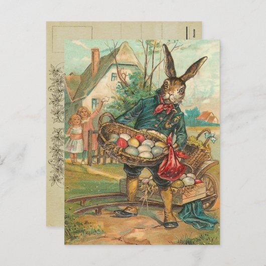 ヴィンテージのイースターのウサギの郵便はがき シーズンポストカード (正面/裏面)