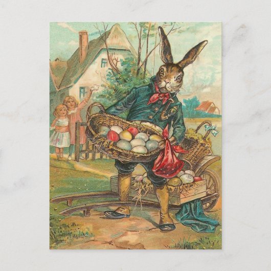 ヴィンテージのイースターのウサギの郵便はがき シーズンポストカード (正面)