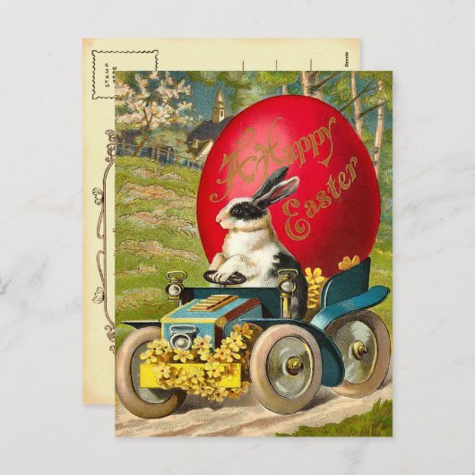 ヴィンテージのイースターのウサギの郵便はがき シーズンポストカード (正面/裏面)