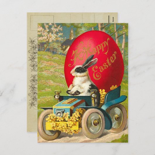 ヴィンテージのイースターのウサギの郵便はがき シーズンポストカード (正面/裏面)