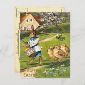 ヴィンテージのイースターのウサギの郵便はがき シーズンポストカード (正面/裏面)