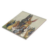 ヴィンテージのイースターのウサギウサギおよび家族6"タイル タイル (側面)