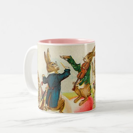 ヴィンテージのイースターのウサギバンドマグ ツートーンマグカップ (正面左)