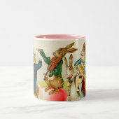 ヴィンテージのイースターのウサギバンドマグ ツートーンマグカップ (中央)