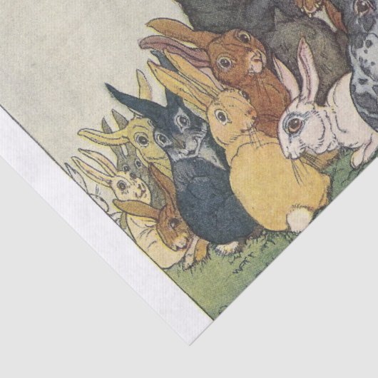 ヴィンテージのイースターのウサギ家族 薄葉紙 (詳細)