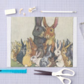 ヴィンテージのイースターのウサギ家族 薄葉紙 (クラフト)