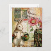 ヴィンテージのイースターのウサギ シーズンポストカード (正面/裏面)