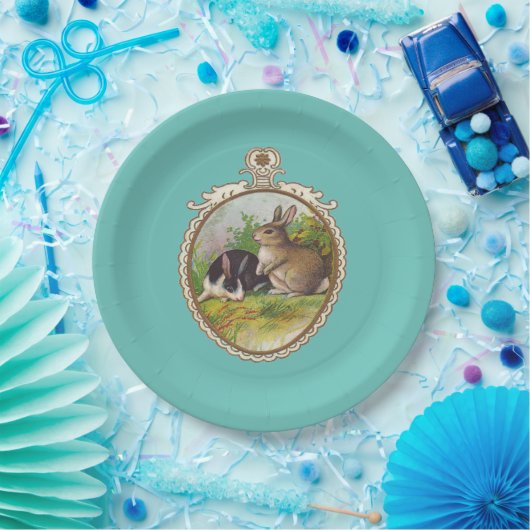ヴィンテージのイースターのウサギ ペーパープレート (パーティー)